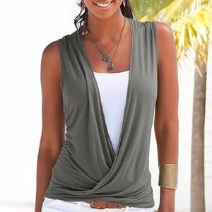 Lascana olive and white crossover shirt